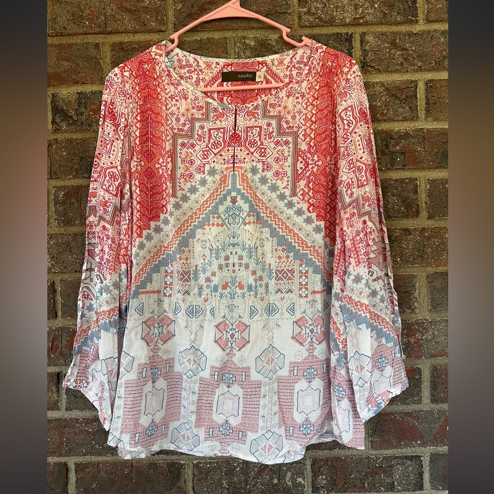 Crosby Boho Peasant Patterned Blouse